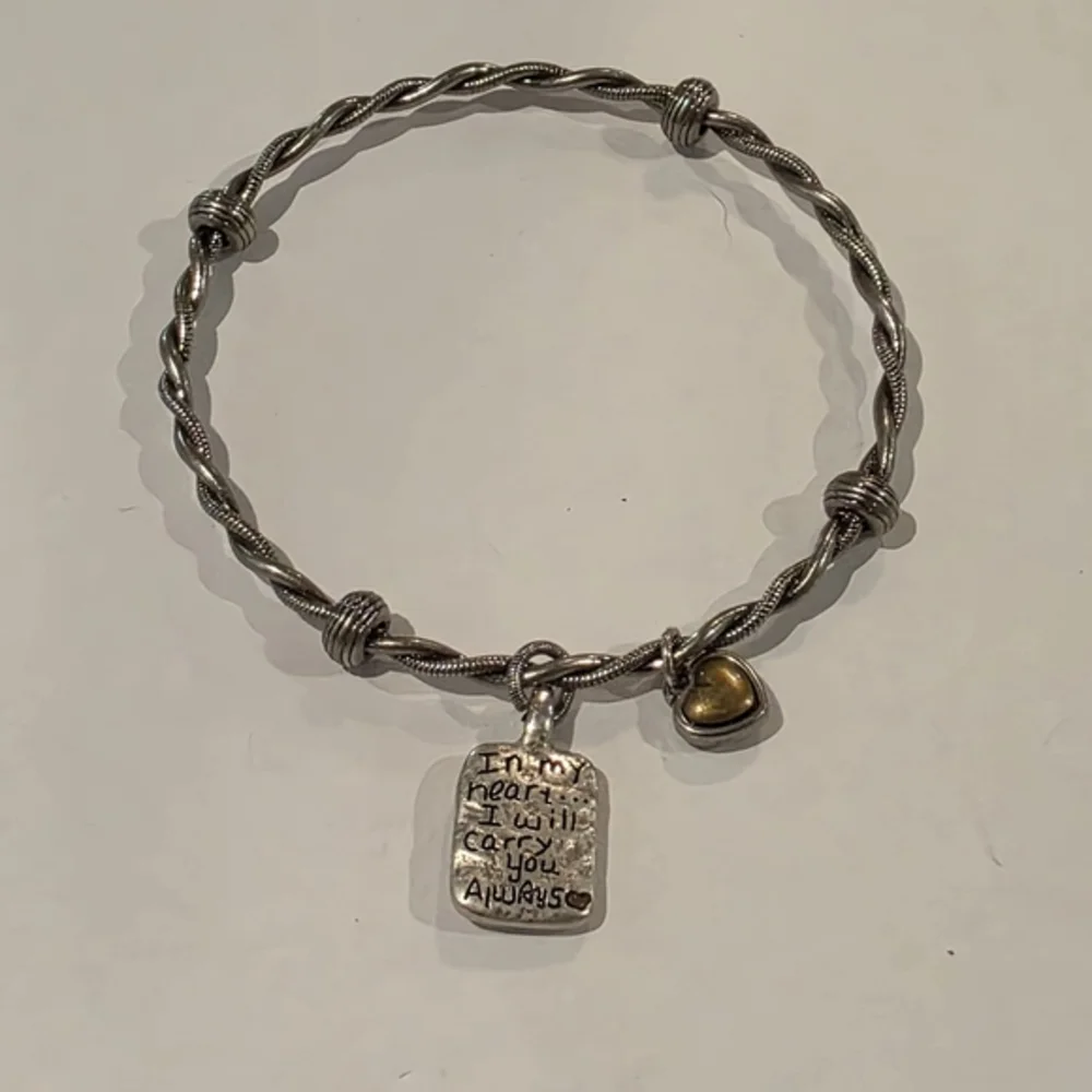 Brighton In My‎ Heart I Will Carry You Always Silver Gold Plated Charm Bracelet